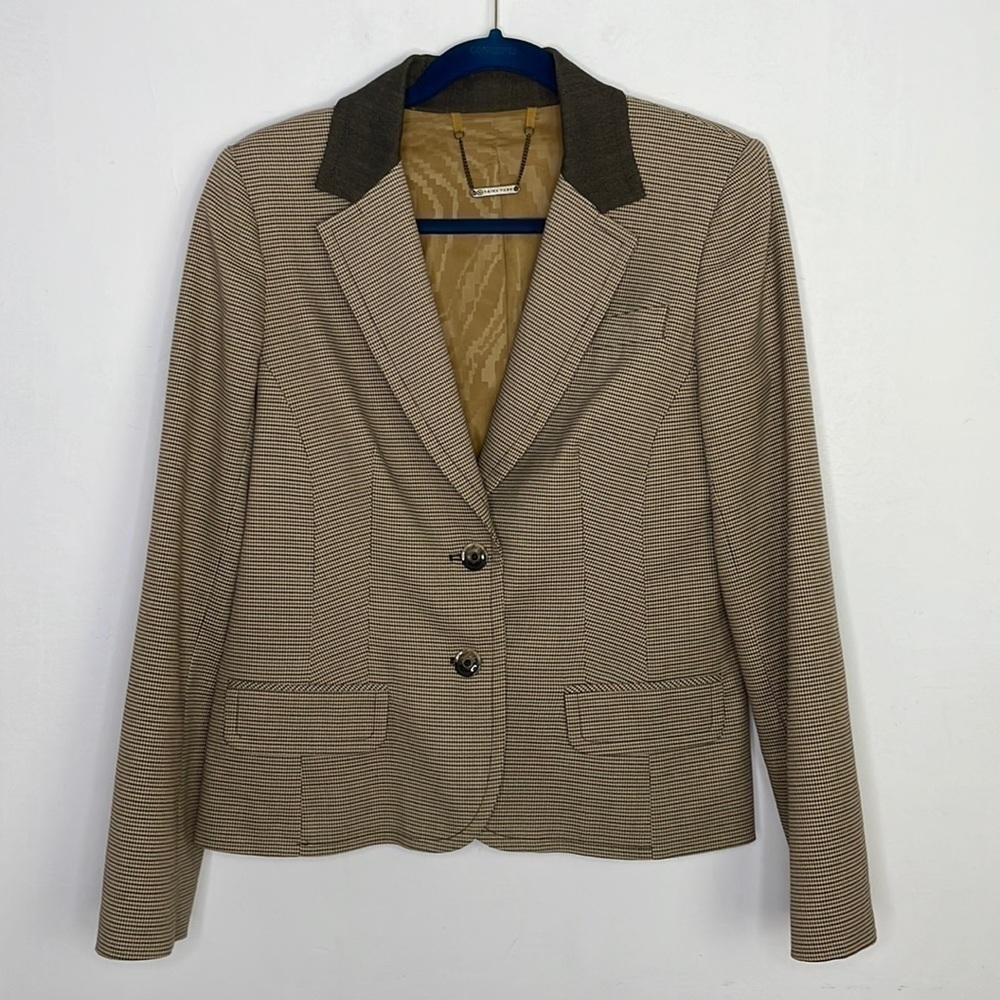 𝅺vintage Trina Turk made in USA neutral houndstooth blazer